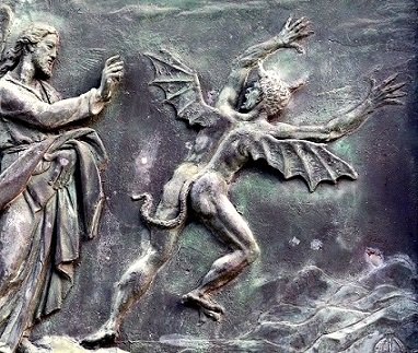 religious images of fighting against satan